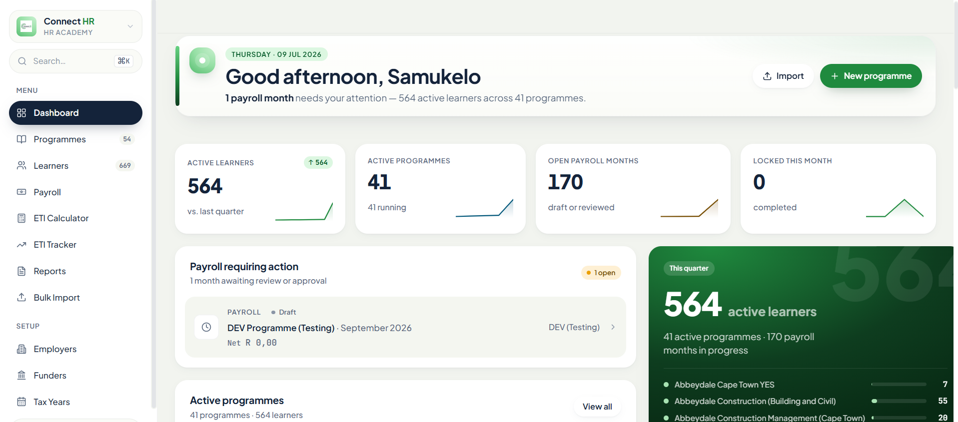 CHR Academy Dashboard
